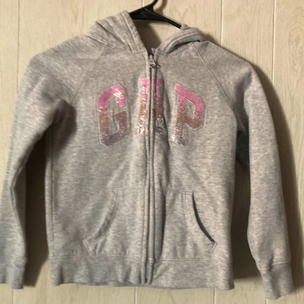 Gap girls size 8 gray sweat shirt navy with sequins